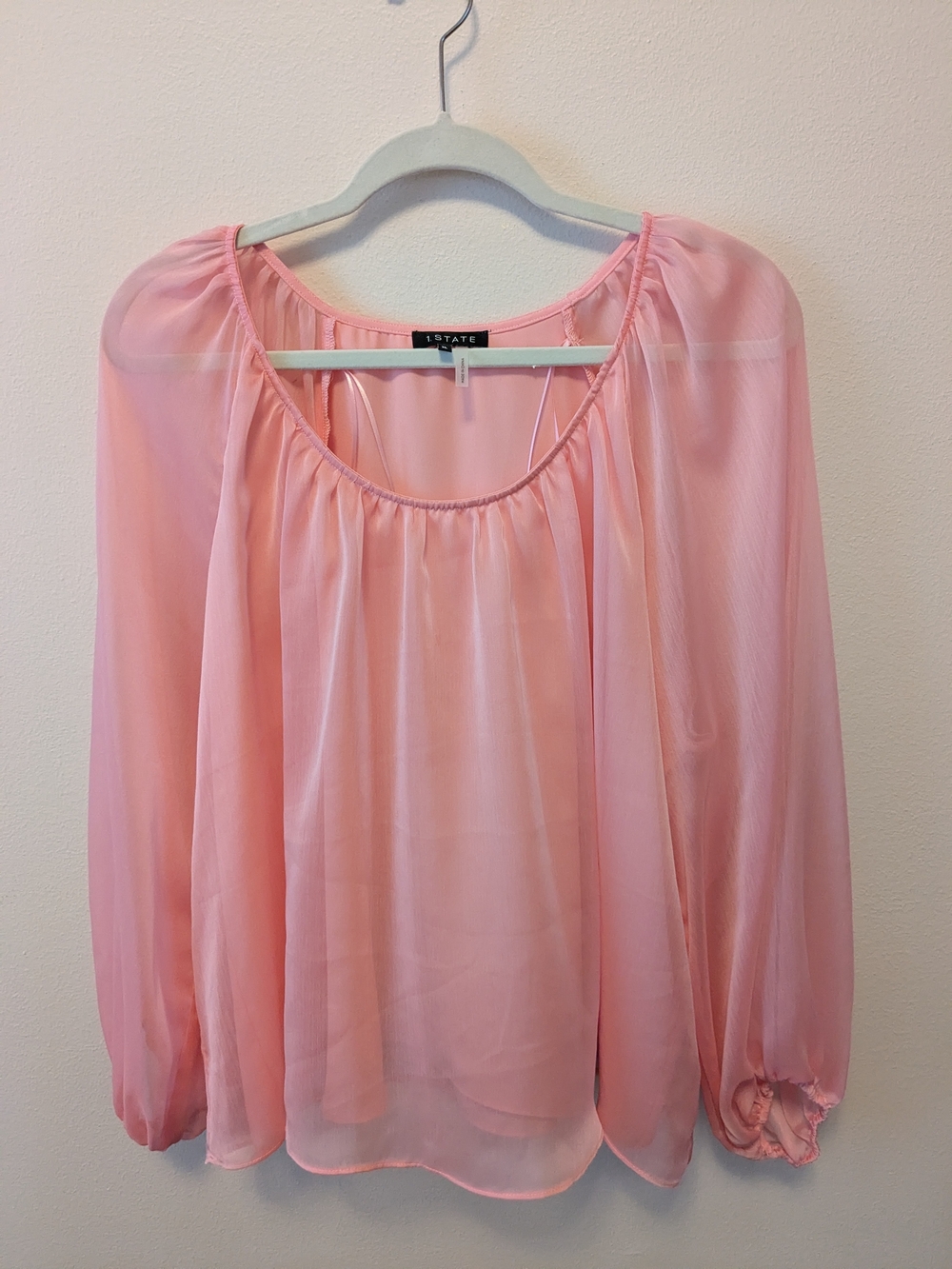 STATE Soft Pink Sheer Peasant Top